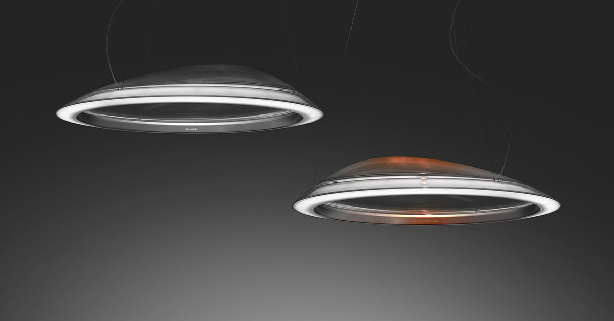 Lampada Ameluna di Artemide realizzata con materiali tecnici LATI per unire design iconico, efficienza luminosa e sostenibilità