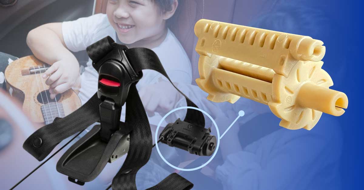 Dispositivo di sicurezza Roll Fix di Holmbergs realizzato con compound LATI ad alta resistenza meccanica per la protezione dei bambini nei seggiolini auto