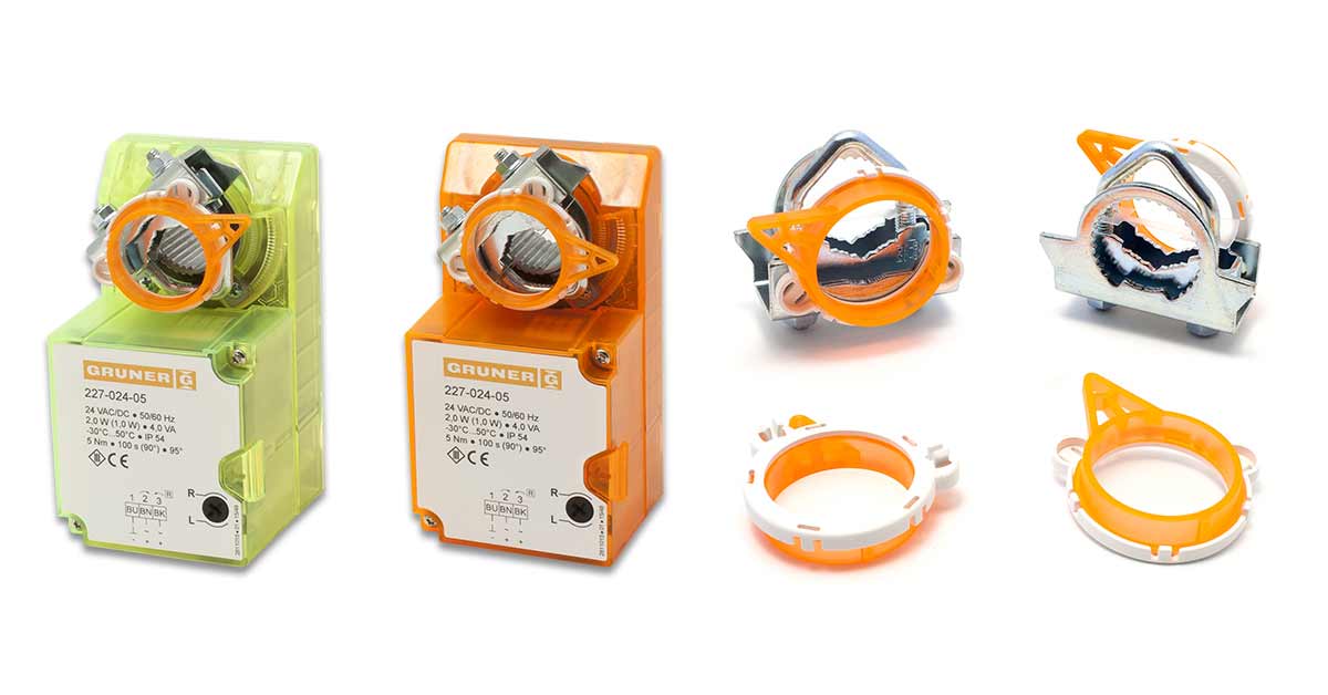 Componenti GRUNER realizzati con il compound LASTILUX 87-28 Rosso 5014S1 di LATI, materiale ad alta brillantezza e resistenza termica