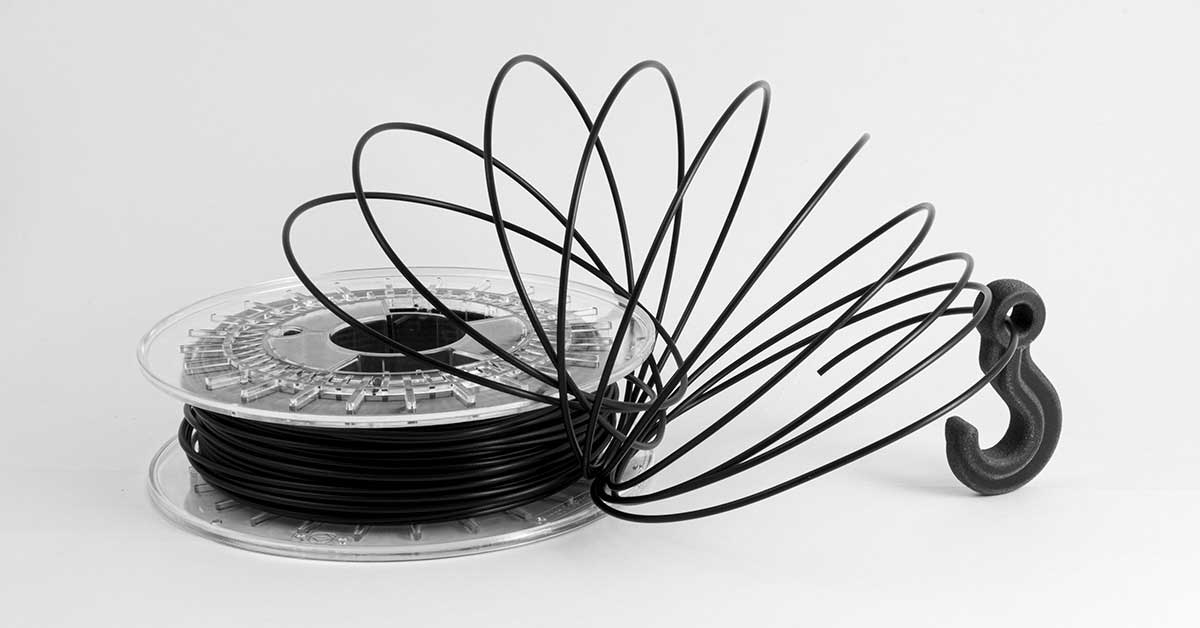 LATAMID 12 H2 K/15 filament by LATI for 3D printing reinforced with carbon fiber, ideal for creating rigid, lightweight, and durable components