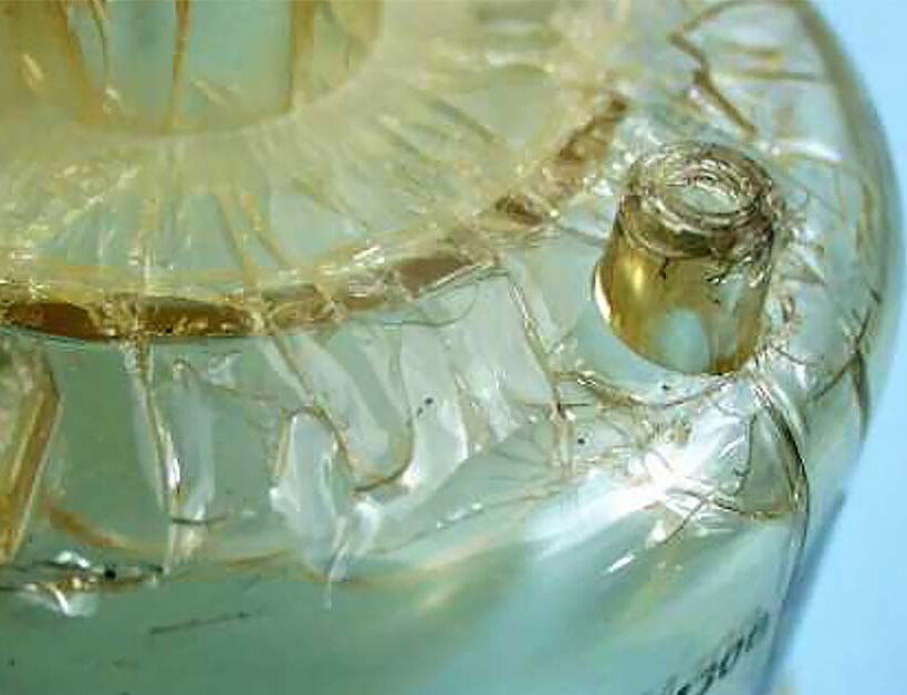 Example of stress cracking on plastic material and LATI solutions to improve resistance to cracking from chemical and mechanical agents